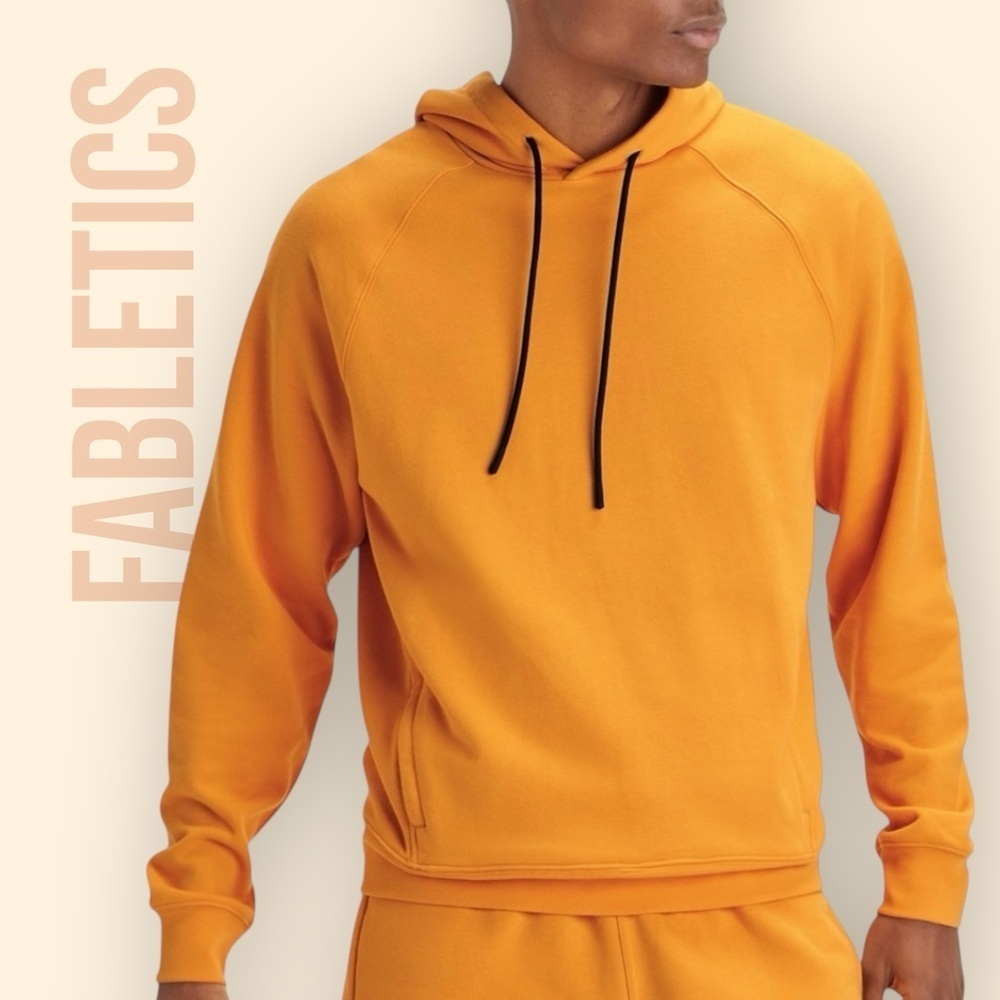 Fabletics US Mens Small Golden Ochre Lightweight Casual Pullover Sweater Hoodie